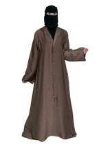 Hooded Button Abaya in Mocha