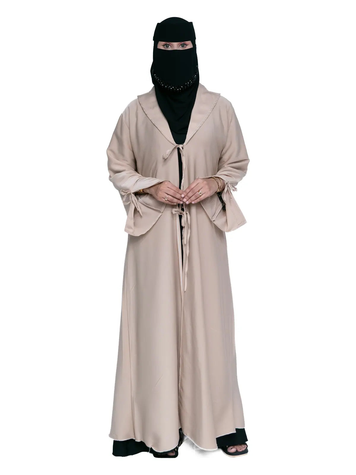 Tie-Front Abaya in Sand