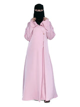 Pink Wrap-Front Abaya in Pink