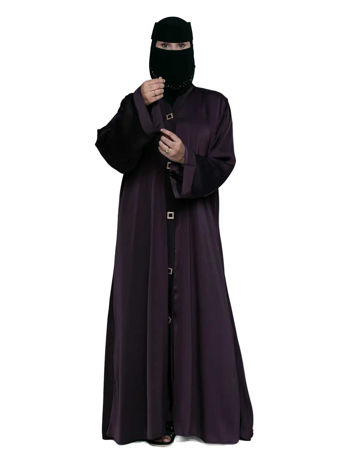 Bell-Sleeve Abaya in Aubergine