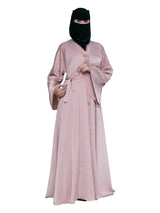 Satin Belted Abaya in Blush