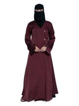 Wrap-Front Abaya in Burgundy