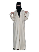 Hooded Button Abaya in Cream