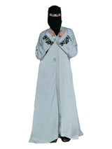 Embroidered-Cuff Abaya in Sage