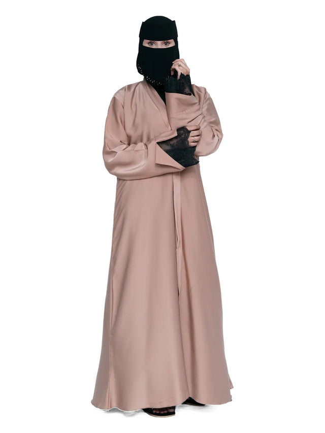 Rosewood Lace-Cuff Abaya