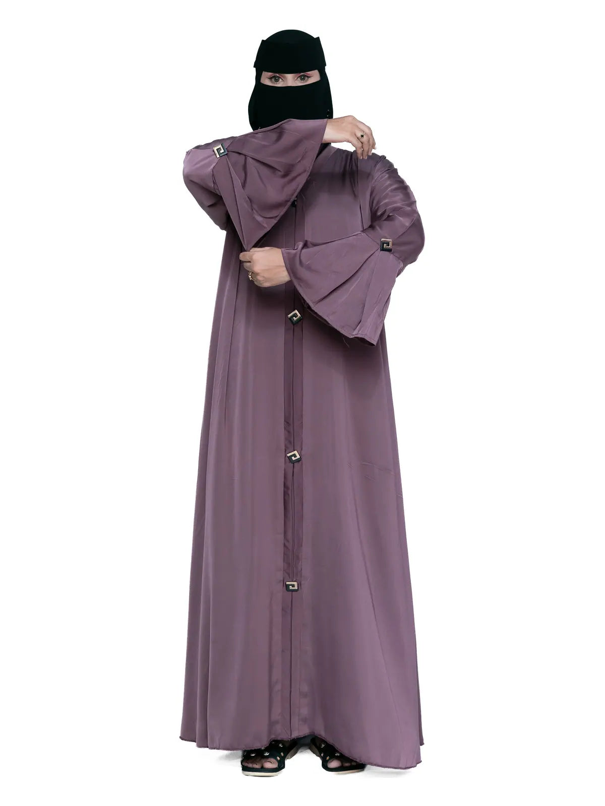 Bell-Sleeve Abaya in Plum