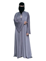 Slate Satin Gold-Bar Abaya in Slate
