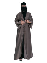 Tie-Front Abaya in Taupe