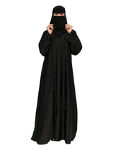Black Tonal-Floral Abaya in Black