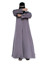 Grey Mauve Star-Button Wrap Abaya in Grey Mauve