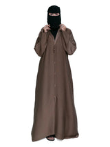 Hooded Button Abaya in Mocha