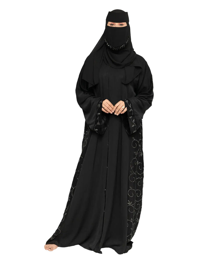 Black Silver-Vine Abaya