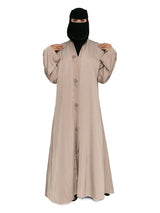 Sprig-Embroidered Abaya in Taupe