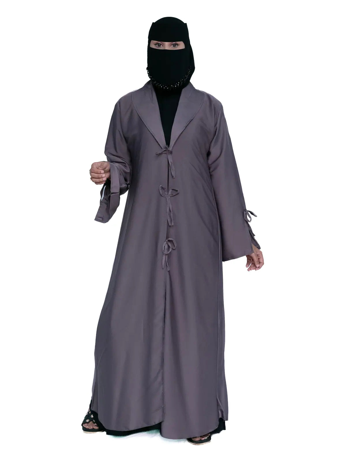Tie-Front Abaya in Mauve