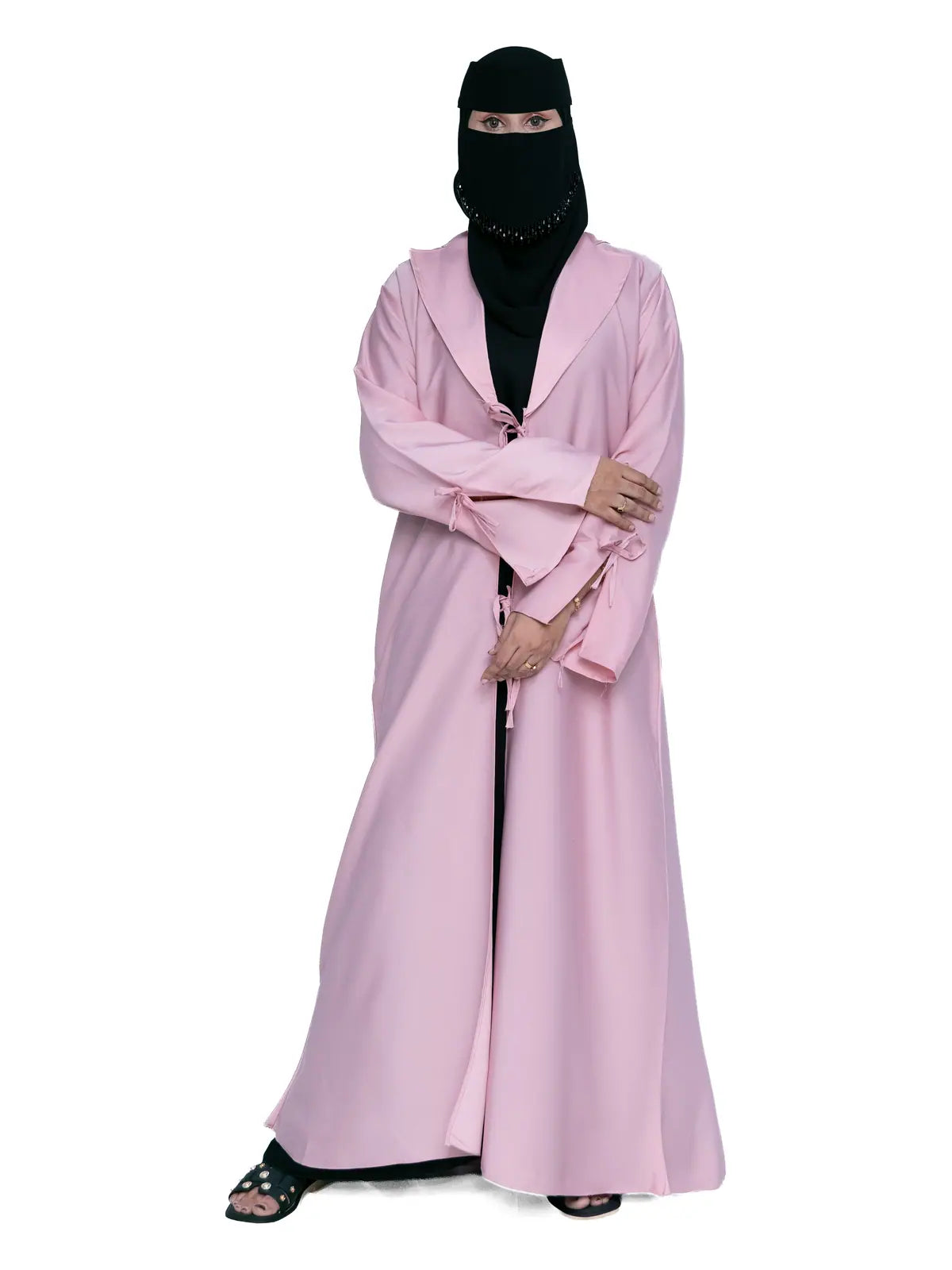 Tie-Front Abaya in Pink
