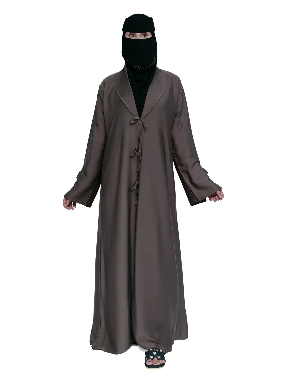 Tie-Front Abaya in Taupe