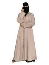 Sprig-Embroidered Abaya in Taupe