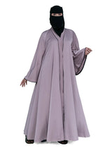 Mauve Piped Cape-Sleeve Abaya in Mauve