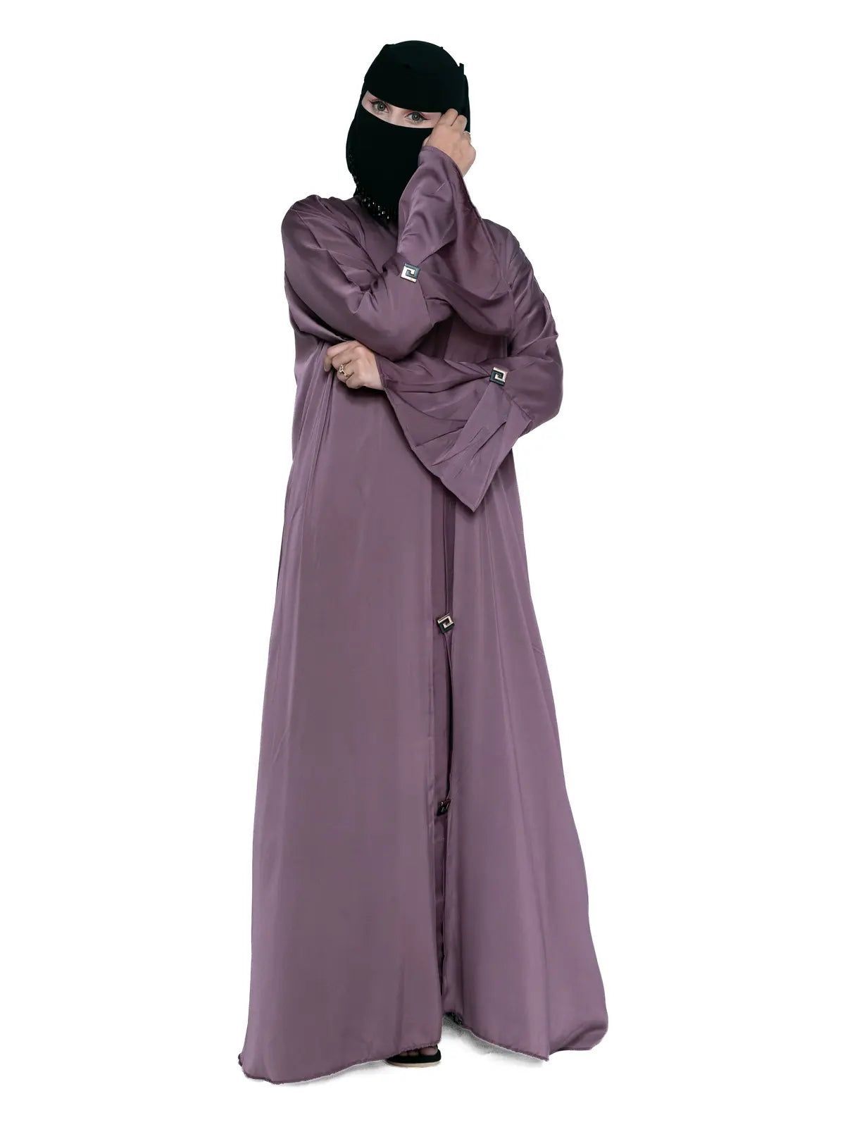 Bell-Sleeve Abaya in Plum
