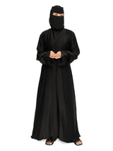 Black Lace-Cuff Abaya in Black