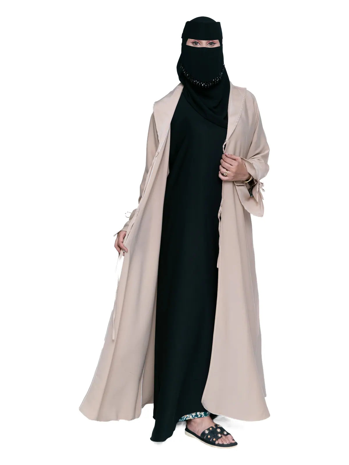 Tie-Front Abaya in Sand