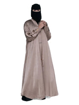 Champagne Satin Gold-Bar Abaya in Champagne