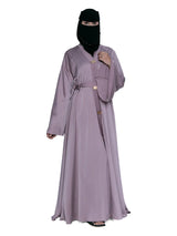 Satin Belted Abaya in Lilac