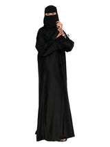 Black Tie-Front Abaya in Black