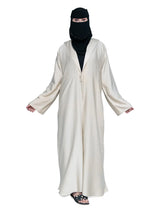 Hooded Button Abaya in Cream
