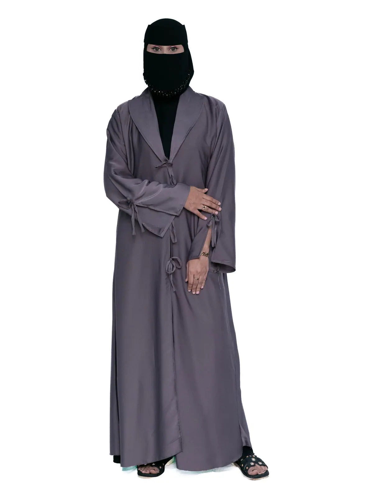 Tie-Front Abaya in Mauve