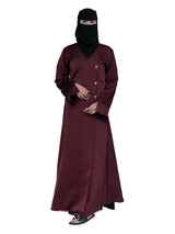 Wrap-Front Abaya in Burgundy