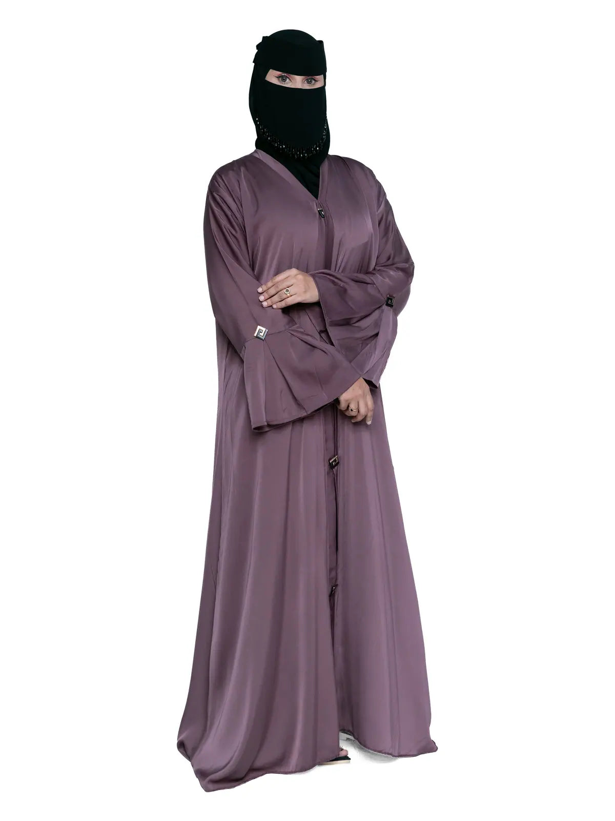 Bell-Sleeve Abaya in Plum