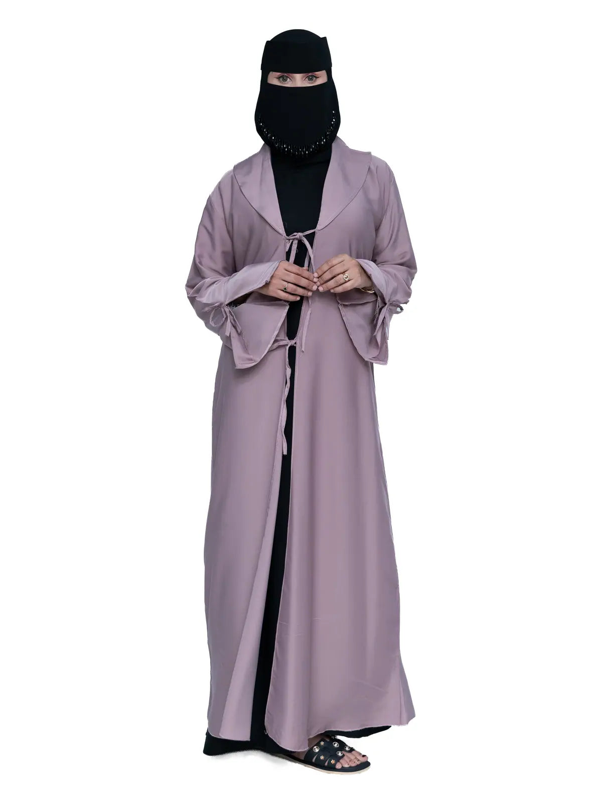 Tie-Front Abaya in Lilac