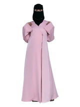 Pink Wrap-Front Abaya in Pink
