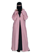 Hooded Button Abaya in Rose