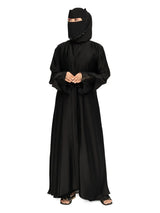 Black Lace-Cuff Abaya in Black