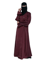 Wrap-Front Abaya in Burgundy