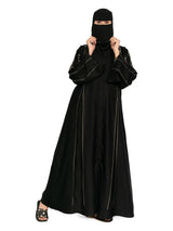 Black Gold-Line Abaya in Black