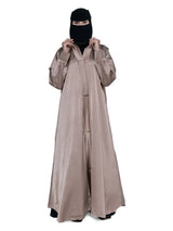 Champagne Satin Gold-Bar Abaya in Champagne