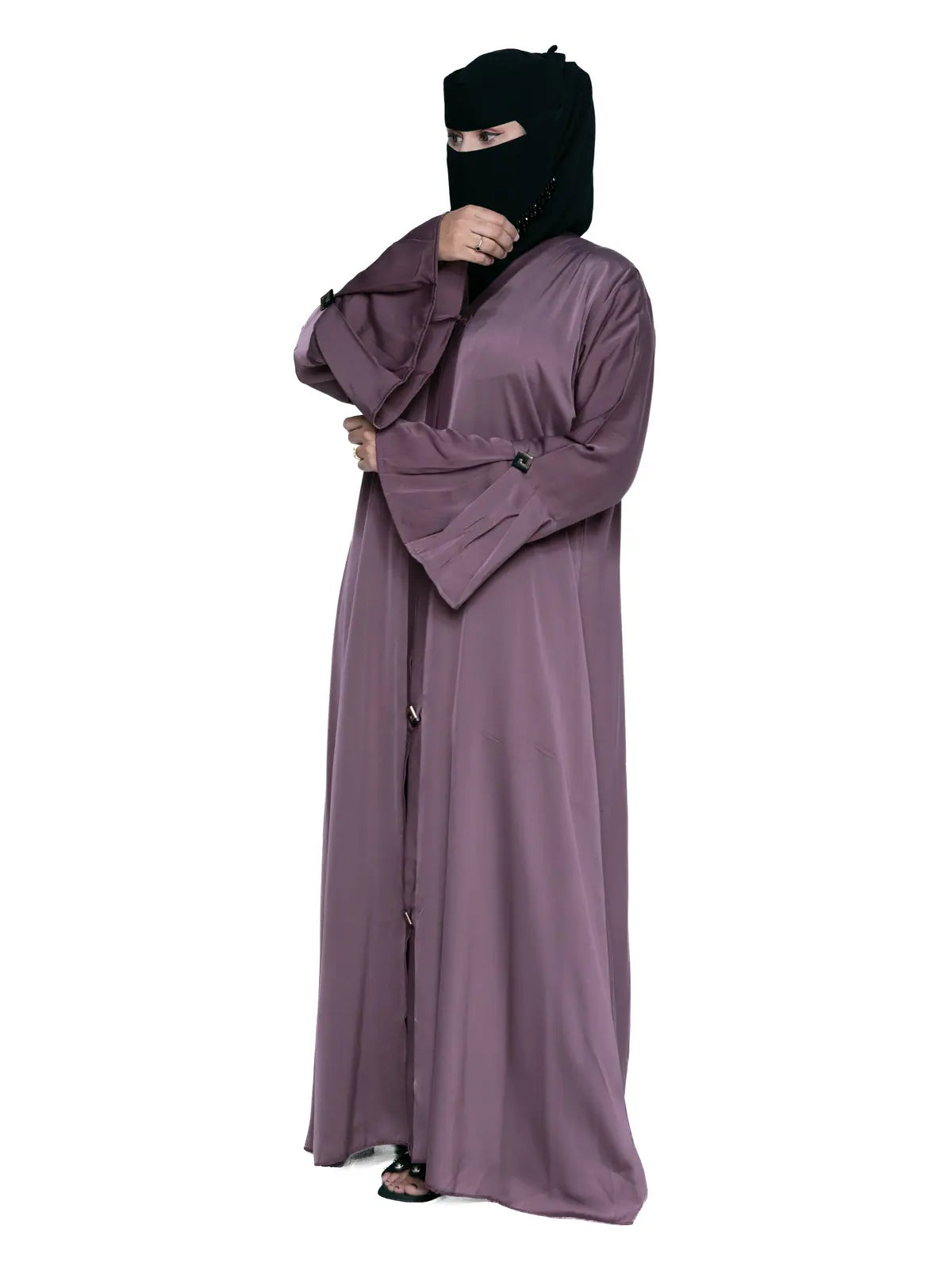 Bell-Sleeve Abaya in Plum