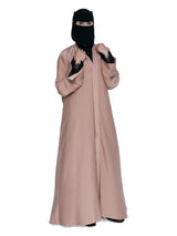 Rosewood Lace-Cuff Abaya in Rosewood