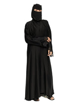 Black Lace-Cuff Abaya in Black