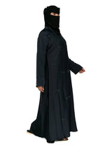 Leaf-Embroidered Abaya in Midnight