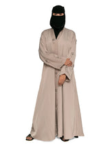 Sprig-Embroidered Abaya in Taupe