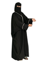 Black Piped Batwing Abaya in Black