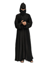 Black Lace-Cuff Abaya in Black