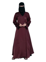 Wrap-Front Abaya in Burgundy