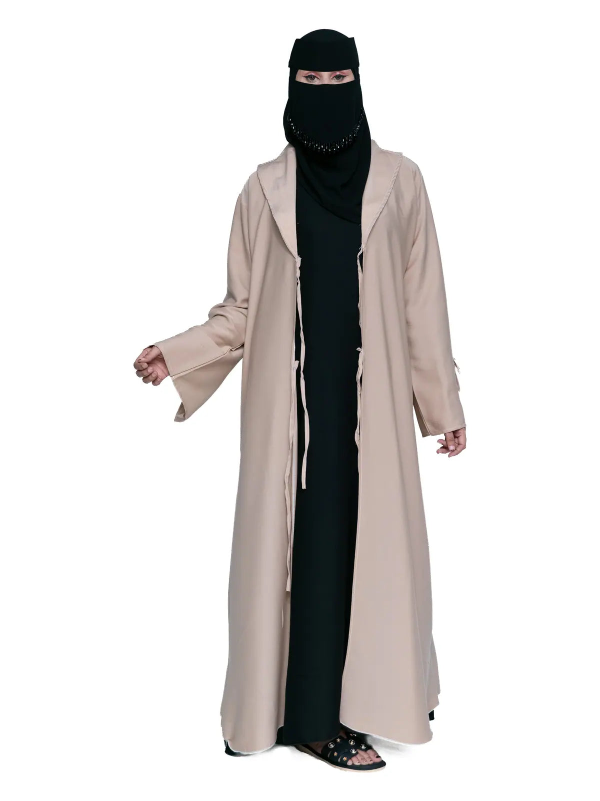 Tie-Front Abaya in Sand