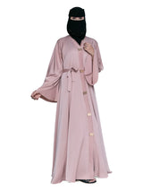 Satin Belted Abaya in Blush