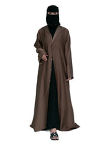 Hooded Button Abaya in Mocha